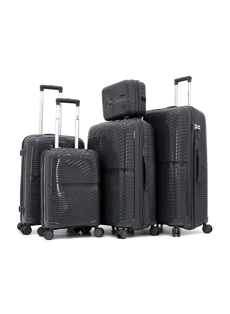 فانكل 3-Piece Hard-Side Polypropylene Luggage Set – Lightweight, Durable, Spinner Trolley with TSA Lock,Grey (BC-12"S-20",M-24",L-28",XL-32")