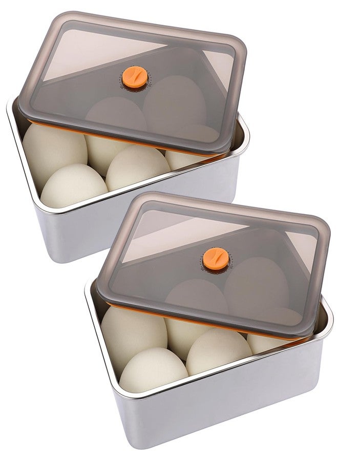 BSTKEY Pizza Dough Proofing Box, Pack of 2 Stainless Steel Stackable Food Storage Box Container with Leak Proof & Airtight Lid, 11.8 x 8.3Inch Large Capacity Household Pizza Dough Container - Image 1