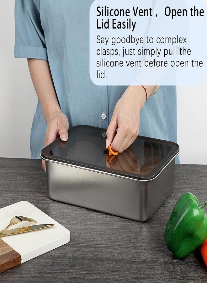 BSTKEY Pizza Dough Proofing Box, Pack of 2 Stainless Steel Stackable Food Storage Box Container with Leak Proof & Airtight Lid, 11.8 x 8.3Inch Large Capacity Household Pizza Dough Container - Image 4