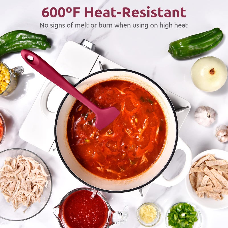 U-Taste Heat Resistant Silicone Large Spatula: U-Taste 600F High Heat Flexible 11.38in Silicon Mixing Stirring Cooking Scraping Baking Bowl Scraper Seamless Spreader for Kitchen Nonstick Cookware (Red) - Image 3