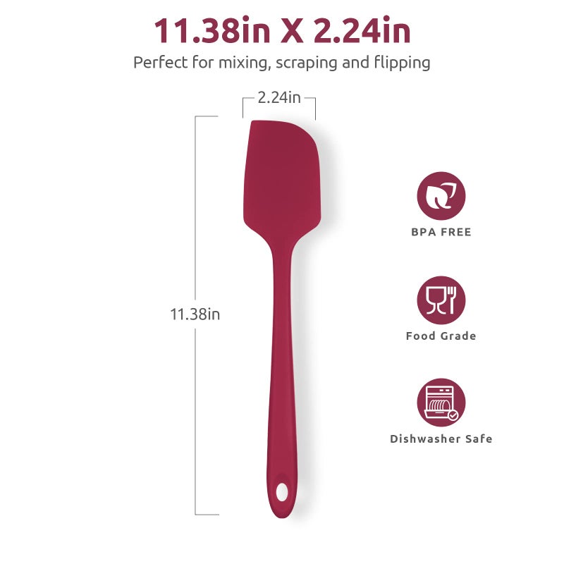 U-Taste Heat Resistant Silicone Large Spatula: U-Taste 600F High Heat Flexible 11.38in Silicon Mixing Stirring Cooking Scraping Baking Bowl Scraper Seamless Spreader for Kitchen Nonstick Cookware (Red) - Image 2