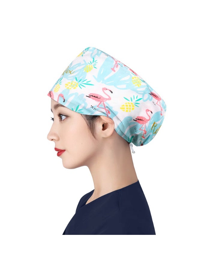 NIBEMINENT Women's Long Hair Nursing Cap Cotton Adjustable Medical Hospital Surgical Cap Unisex Anesthesiologist Nurse Working Scrub Caps