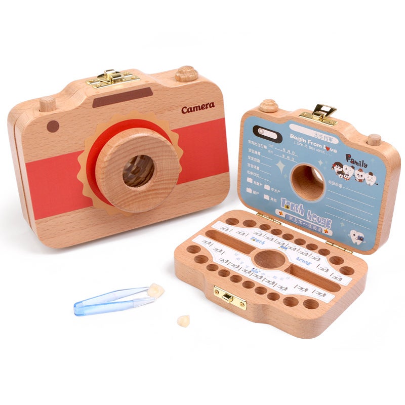 Wooden Children's Camera Deciduous Teeth Preservation Box Baby Teeth House Storage Box Lanugo Collection Preservation Commemorative Box - Image 3