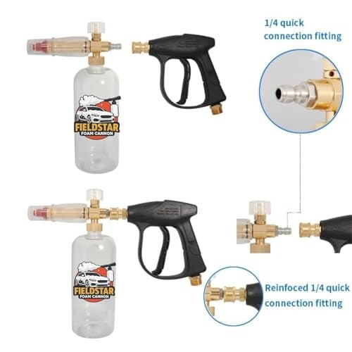 Fieldstar Car Pressure Washer Gun with Foam Cannon | Heavy Duty Car Wash Foam Gun with 1/4" Quick Connector & 1L Bottle | Compatible with STARQ, Vantro, Aimex, Shakti, iBELL & Most Pressure Washers - Image 3