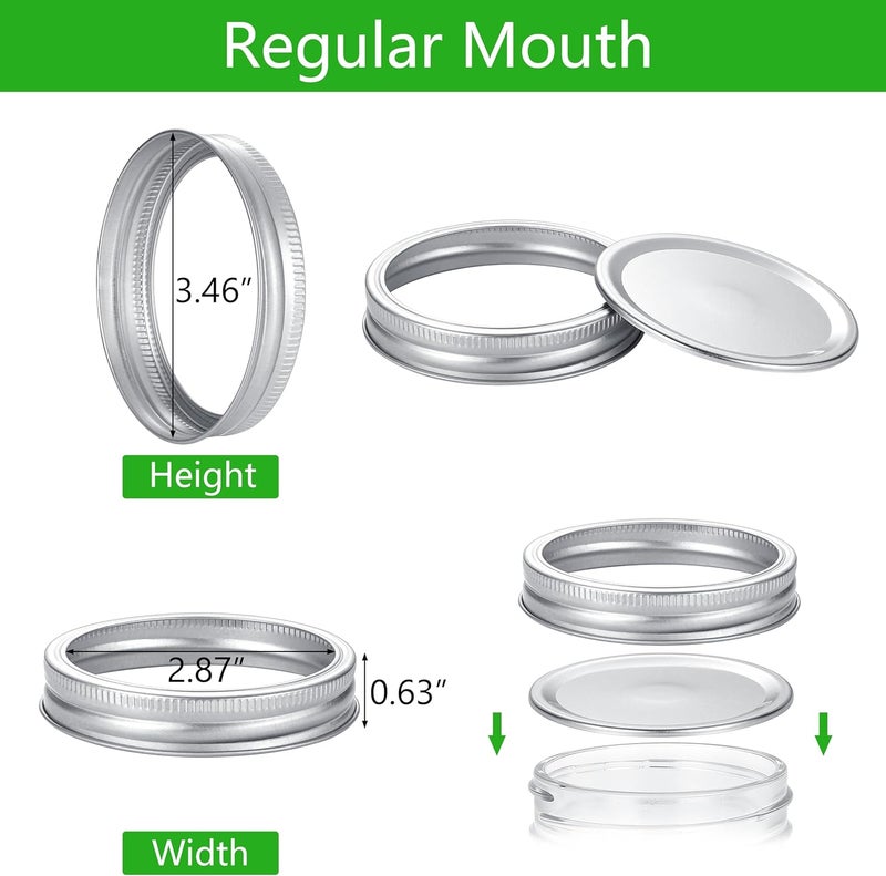 EvaHab 72Pcs Canning Lids with Rings Wide Mouth, for Ball, Kerr Jars - Split-Type Metal Mason Jar Lids for Canning - 100% Fit & Airtight for Regular Mouth Jars (36Lids+36Rings for Wide Mouth) - Image 2
