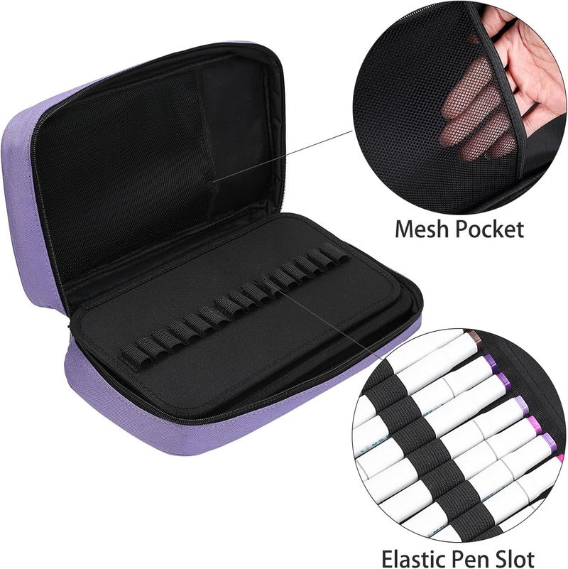 BOMKEE 60 Marker Organizer Case, Large 60 Marker Case, Large Capacity Marker Storage Case, Pen Case, Pencil Case with Carry Handle - Image 3