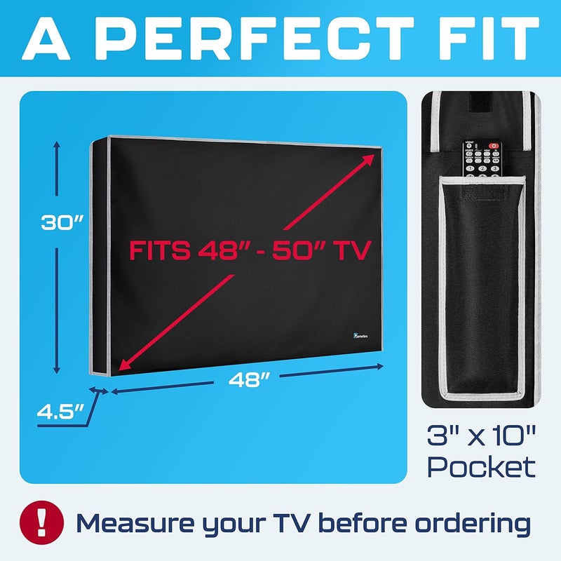 Garnetics TV Covers Outdoor 50 Inch | Waterproof and Weatherproof TV Covers | Outdoor TV Enclosure | Smart Shield TV Screen Protector for Outside TV | Cover for Moving | TV Display Protectors – Black - Image 3