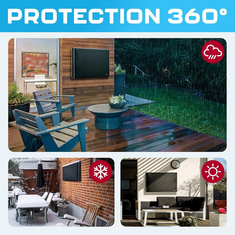 Garnetics TV Covers Outdoor 50 Inch | Waterproof and Weatherproof TV Covers | Outdoor TV Enclosure | Smart Shield TV Screen Protector for Outside TV | Cover for Moving | TV Display Protectors – Black - Image 4