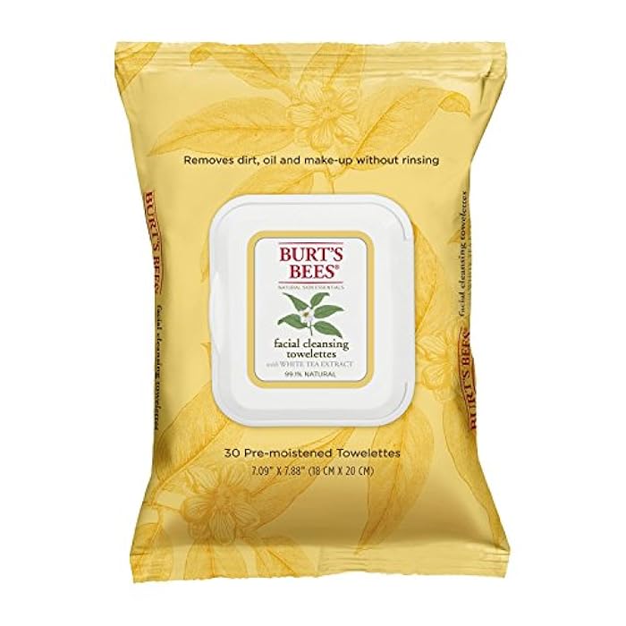 Burt's Bees Sensitive Facial Cleansing Towelettes with White Tea Extract - 30 Count (Pack of 2) - Image 1