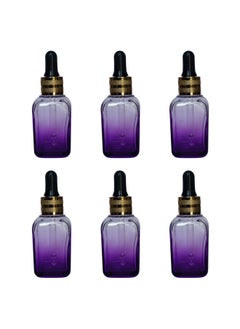 Devinez Devinez Multipurpose Premium Purple Gradient Square Glass Bottle, 30 ml with Golden Black Glass Dropper (Pack of 6), for Serum, Essential Oils, Blends, Skin Care, Travel, Toners, Cosmetic & DIY  - Image 1