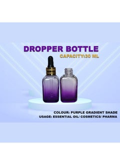 Devinez Devinez Multipurpose Premium Purple Gradient Square Glass Bottle, 30 ml with Golden Black Glass Dropper (Pack of 6), for Serum, Essential Oils, Blends, Skin Care, Travel, Toners, Cosmetic & DIY  - Image 2