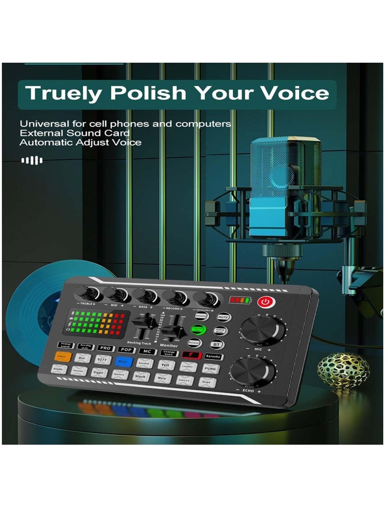 NNEWVANTE F988 Professional DJ Mixer with Voice Changer & Effects, Sound Mixer Board for Live Streaming/Gaming (F998 Sound Card + Microphone)  - Image 4