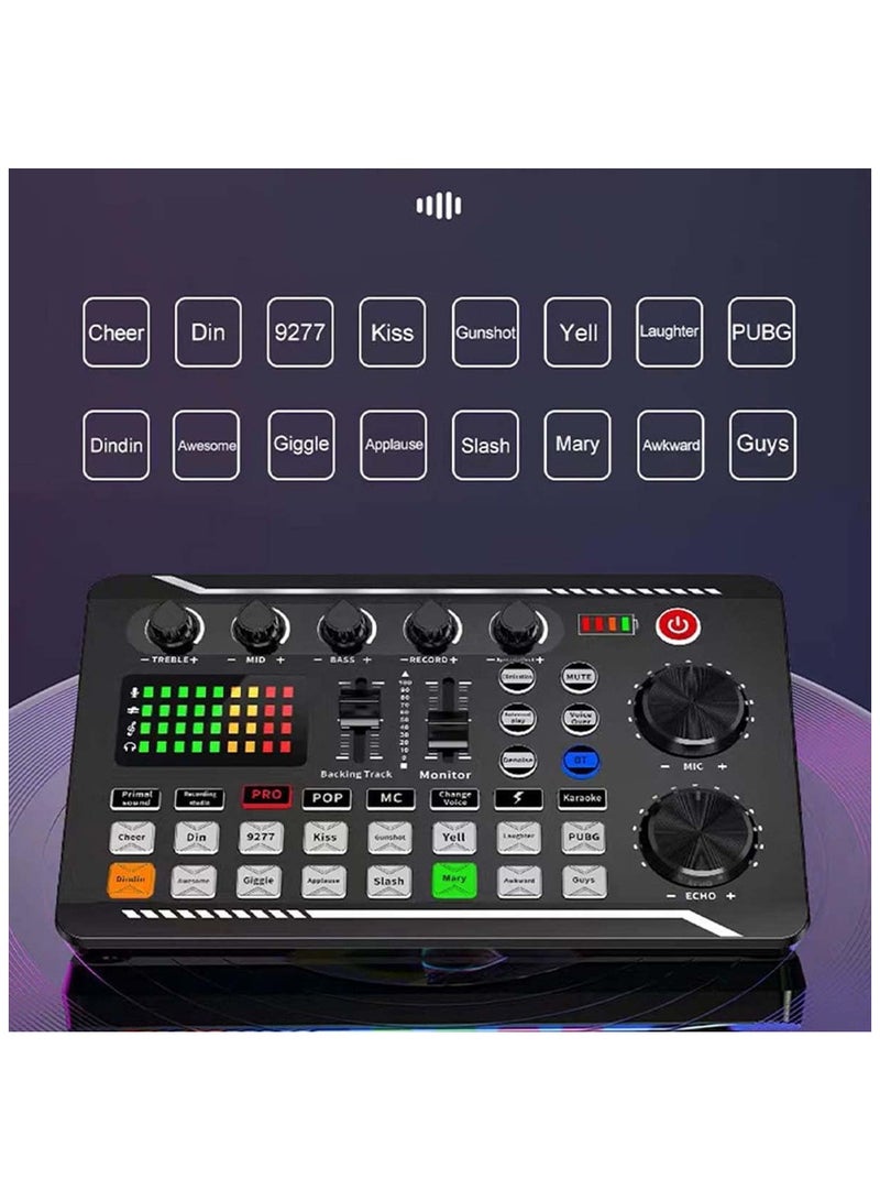 NNEWVANTE F988 Professional DJ Mixer with Voice Changer & Effects, Sound Mixer Board for Live Streaming/Gaming (F998 Sound Card + Microphone)  - Image 5
