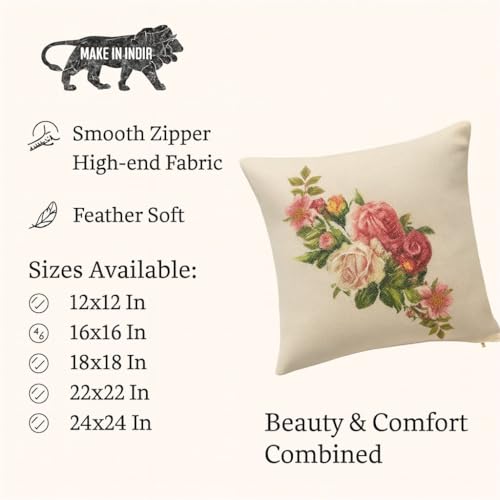 Amaze ATTIRESJute Cushion Cover 18x18 Inch – Set of 5 Decorative Throw Pillow Covers for Sofa, Couch or Bed – Designer Printed Square Cushion Covers – Home Decor (Beige) - Image 5