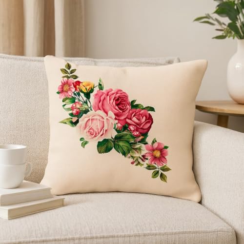 Amaze ATTIRESJute Cushion Cover 18x18 Inch – Set of 5 Decorative Throw Pillow Covers for Sofa, Couch or Bed – Designer Printed Square Cushion Covers – Home Decor (Beige) - Image 2