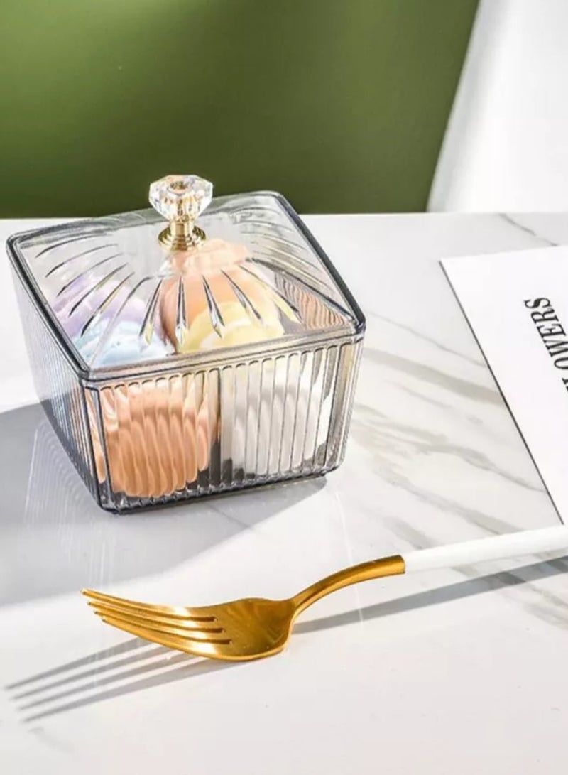 6 أوعية تقديم المكسرات مع غطاء، طبق نخيل التمر، صندوق حلوى، مجموعة صواني تقديم الوجبات الخفيفة المقسمة، طبق الفواكه المجففة، طبق مقبلات بلاستيكي، منظم تخزين التوابل، أطباق طعام شفافة، 27.5 × 18.5 × 11 سم - Image 5