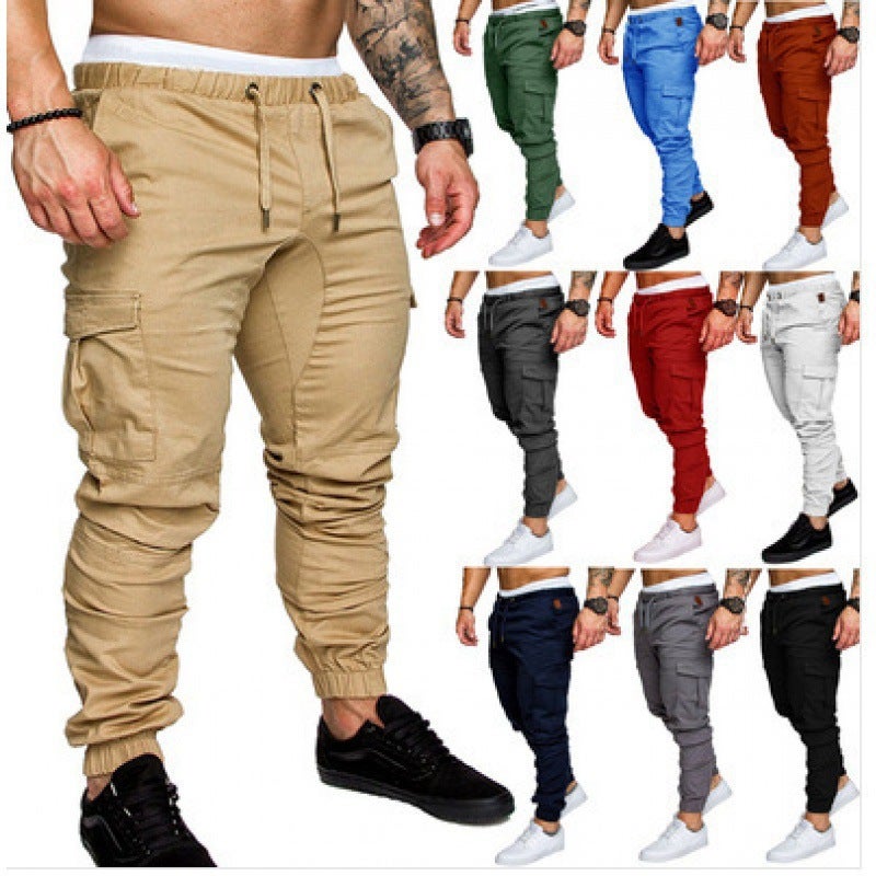 Mens Casual Trousers Workwear Multi-Pocket Long Pants Weave Fabric Loose Fit Spring Summer Autumn Fashion Urban Style Coffee
