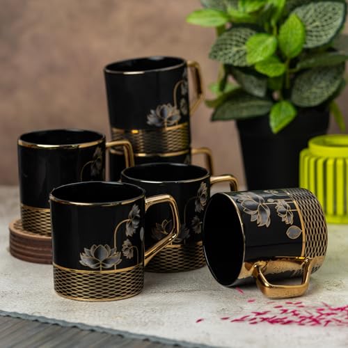 Clay Craft Fine Ceramic Director Coffee Mug Set of 6-215 Ml Each, Mugs for Coffee, Cups Set, Ideal for Gifting, Perfect for Home & Office, Elegant Ceramic Tea Cup Set (E618) - Image 1