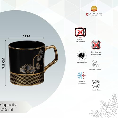 Clay Craft Fine Ceramic Director Coffee Mug Set of 6-215 Ml Each, Mugs for Coffee, Cups Set, Ideal for Gifting, Perfect for Home & Office, Elegant Ceramic Tea Cup Set (E618) - Image 4