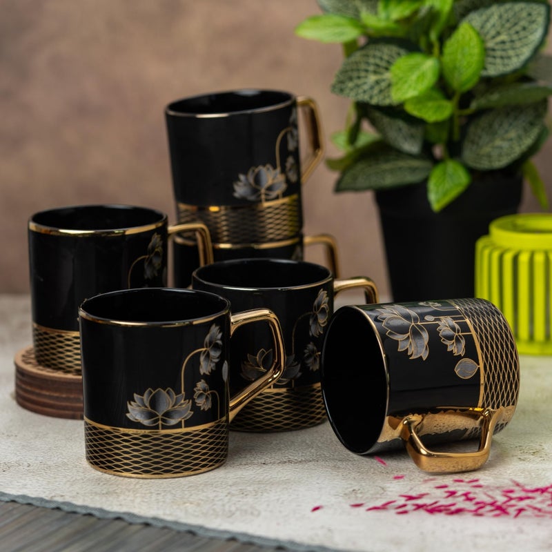 Clay Craft Fine Ceramic Director Coffee Mug Set of 6-215 Ml Each, Mugs for Coffee, Cups Set, Ideal for Gifting, Perfect for Home & Office, Elegant Ceramic Tea Cup Set (E618) - Image 5