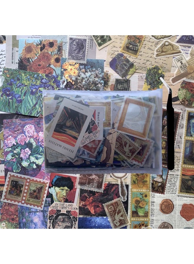 SIGUJAYGE TIYPKE 200pcs Artistic Stickers for Journaling Supplies - Aesthetic Stickers for Journaling Supplies Vintage Paper for Scrapbooking Planners Notebook DIY Craft Kits Postage Stamp Stickers Journal - Image 4