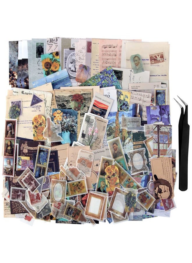 SIGUJAYGE TIYPKE 200pcs Artistic Stickers for Journaling Supplies - Aesthetic Stickers for Journaling Supplies Vintage Paper for Scrapbooking Planners Notebook DIY Craft Kits Postage Stamp Stickers Journal - Image 1