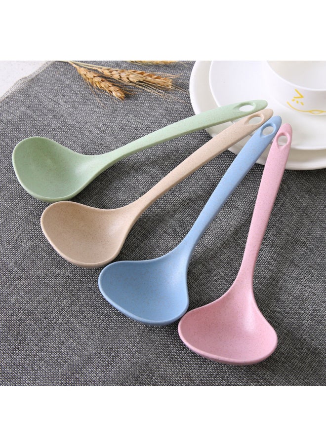 Generic - Wheat Straw Two-in-one Colander Porridge Spoon Long Handle Kitchen Tableware Dual-use Hot Pot Colander Filter Spoon-Color:Nordic Blue-Specifications:Spoon (Independent Bag) - Image 1