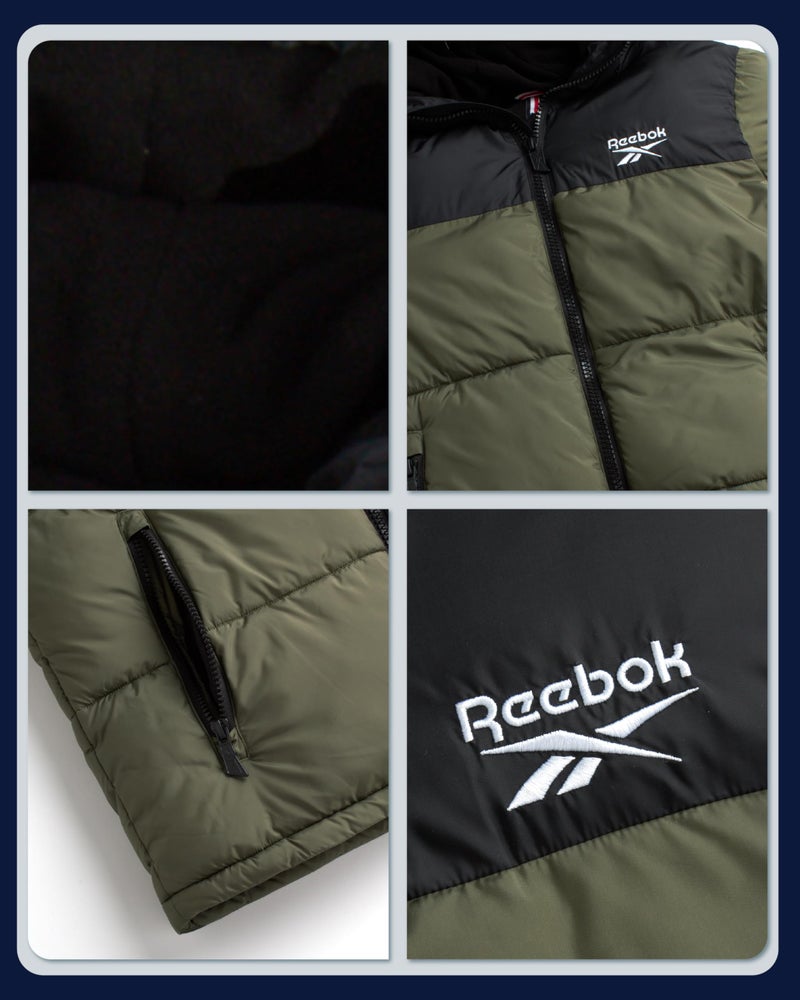 Reebok Mens Winter Jacket - Warm Heavyweight Mens Winter Coat - Wind Water Resistant Insulated Quilted Puffer Jackets for Men, Size Small, Olive - Image 3