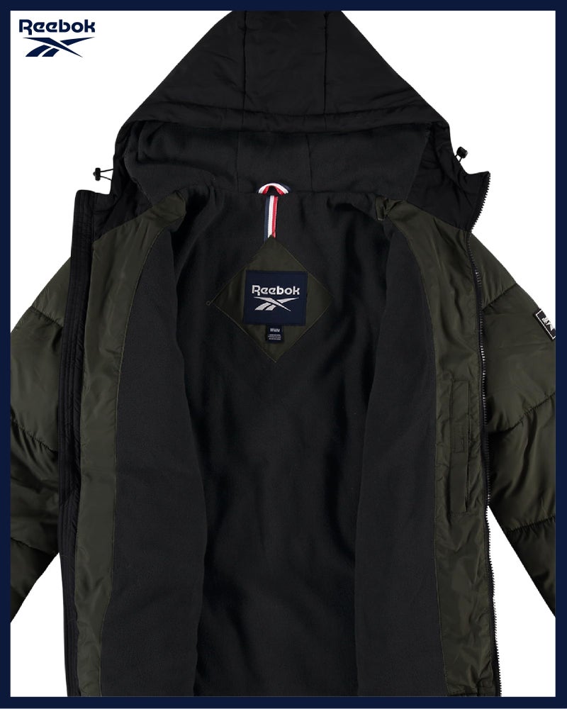 Reebok Mens Winter Jacket - Warm Heavyweight Mens Winter Coat - Wind Water Resistant Insulated Quilted Puffer Jackets for Men, Size Small, Olive - Image 4