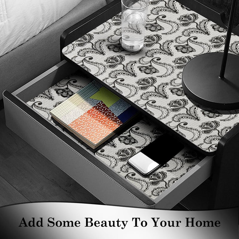 ALIUNI Drawer and Shelf Liner, Non-Slip Kitchen Cabinet Liners Non-Adhesive Thick Strong Grip Waterproof Washable Mats Protect Dresser Shelves Cupboard Bathroom Cabinets, Boho: Floral, 12 in X 20 FT - Image 2
