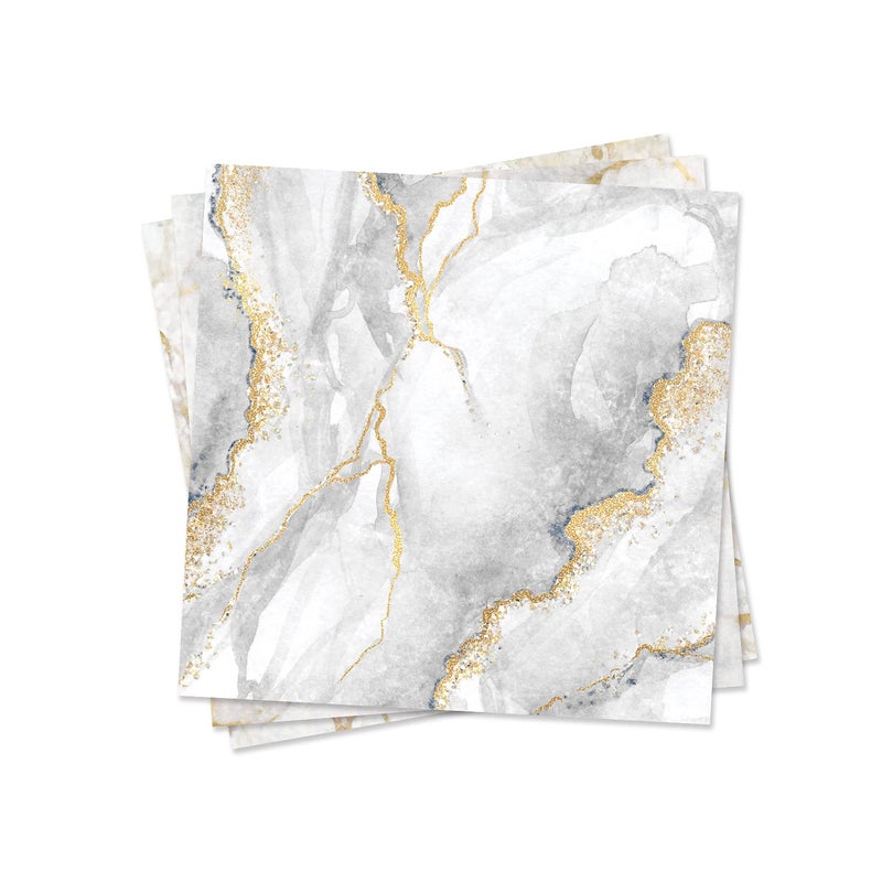 FUNLIFE فانلايف 50 قطعة من بلاط الجدران القابل للتقشير واللصق لواجهة المطبخ والحمام وغرفة الغسيل 59x59 أبيض ذهبي رخام