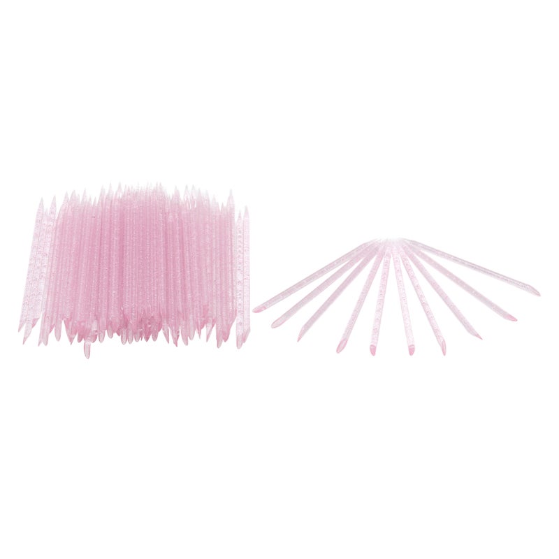 100pcs Disposable Nail Cuticle Pusher Double End Cuticle Manicure Pedicure SticksPink - Image 4