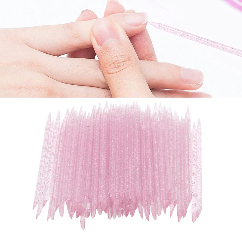 100pcs Disposable Nail Cuticle Pusher Double End Cuticle Manicure Pedicure SticksPink - Image 3