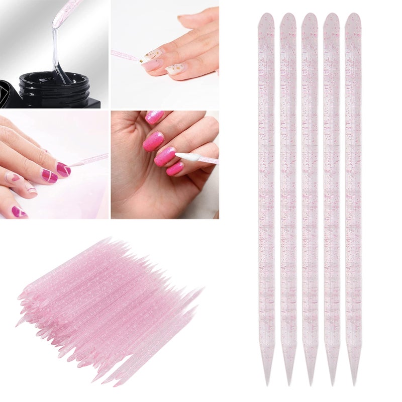 100pcs Disposable Nail Cuticle Pusher Double End Cuticle Manicure Pedicure SticksPink - Image 5