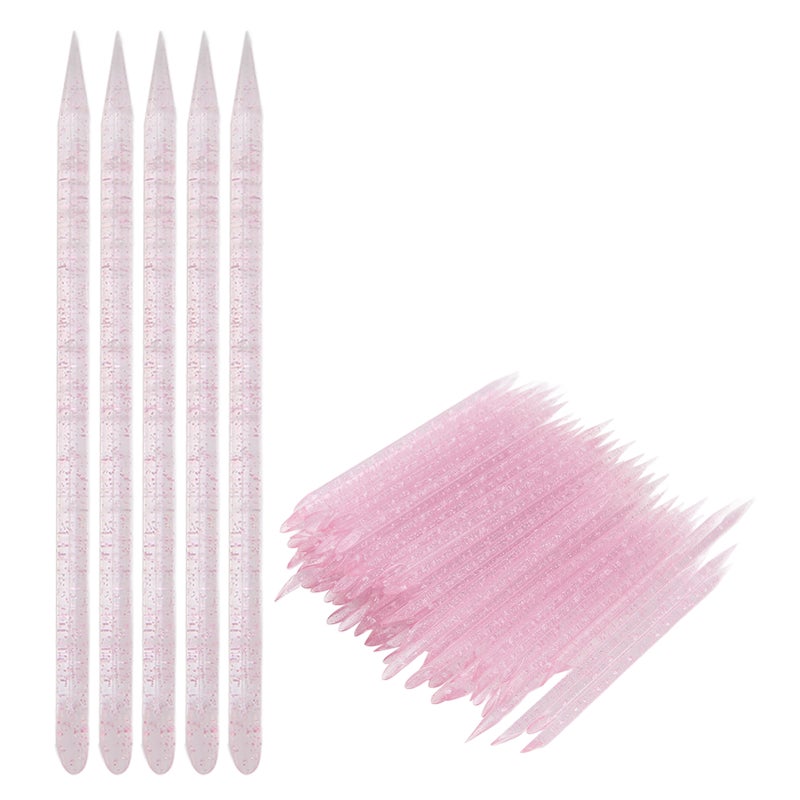 100pcs Disposable Nail Cuticle Pusher Double End Cuticle Manicure Pedicure SticksPink - Image 2