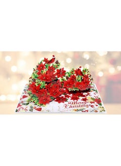 CUT POPUP.COM Cutpopup Christmas Card Pop Up, Poinsettia Card, 3D Xmas, New Year, Holiday Greeting Card (Poinsettia, Cardinals)  - Image 4
