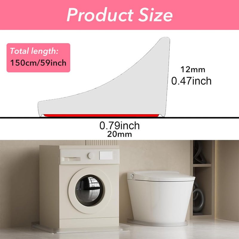 HASTHIP ® 59Inches Shower Threshold Water Dam Guard with Glue, Silicone Waterproof Barrier, Self-Adhesive Water Stopper Shower Splash Guard for Kitchen - Image 3