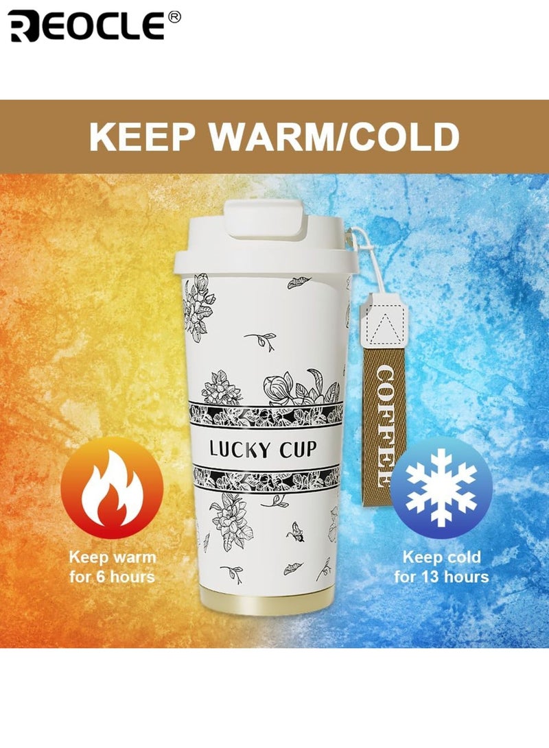 REOCLE 530ML 316 Stainless Steel Travel Mug Double-Wall Stainless Steel Coffee Cup With Hidden Straw Leak-Proof & BPA-Free For Hot & Cold Drinks Insulated Design Easy To Carry Suitable For Home Office School Outdoor Travel Ideal For kid Men Women - Image 3