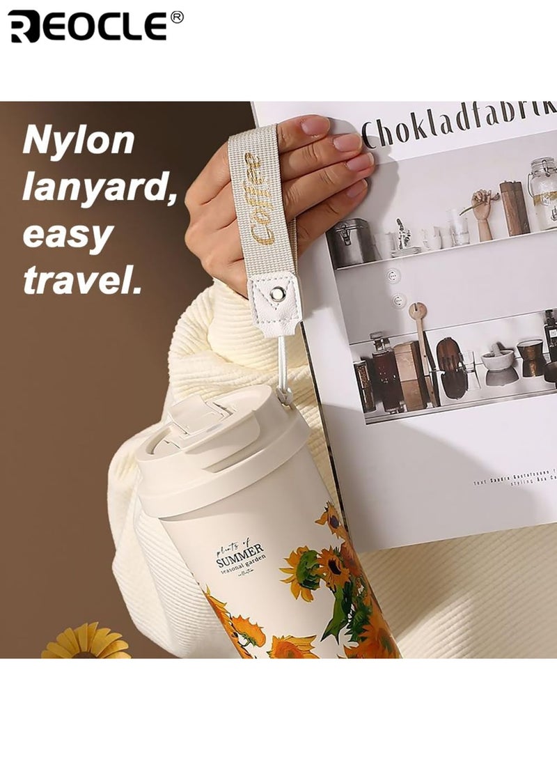 REOCLE 530ML 316 Stainless Steel Travel Mug Double-Wall Stainless Steel Coffee Cup With Hidden Straw Leak-Proof & BPA-Free For Hot & Cold Drinks Insulated Design Easy To Carry Suitable For Home Office School Outdoor Travel Ideal For kid Men Women - Image 4