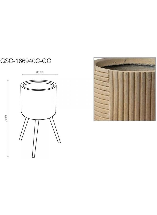 SGC Art Clay Flower Pots With Legs D36Xh703 Cm Beige Color - Image 2