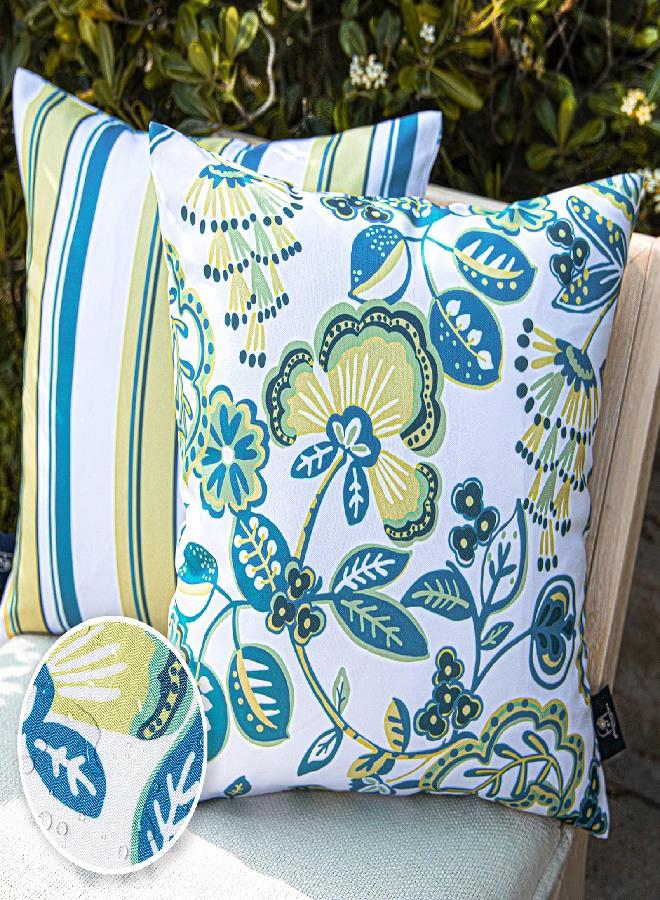 Phantoscope Phantoscope Pack of 2 Outdoor Indoor Throw Pillow Covers Decorative Waterproof Outdoor Pillows Patio Pillows Cushion Case for Couch Tent Park, Off White 18 x 18 Inches  - Image 1