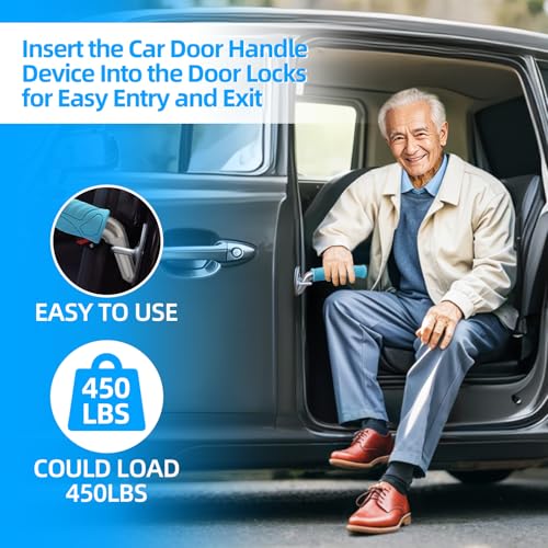 LARXREHY Car Assist Handle for Elderly Car Door Handle Auto Grab Bar Support Handles Portable Vehicle Assistance Handles Mobility Aid to Get in Out of the Cars Help for Seniors Handicapped 2pcs Blue - Image 3