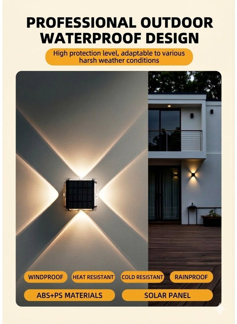 مودي إضاءة جدارية بالطاقة الشمسية ليد LED بتصميم X فخم - كشافات سور خارجية مقاومة للحرارة IP65 - 3 ألوان إضاءة (أبيض/دافئ/طبيعي) للفلل والحدائق - Image 2