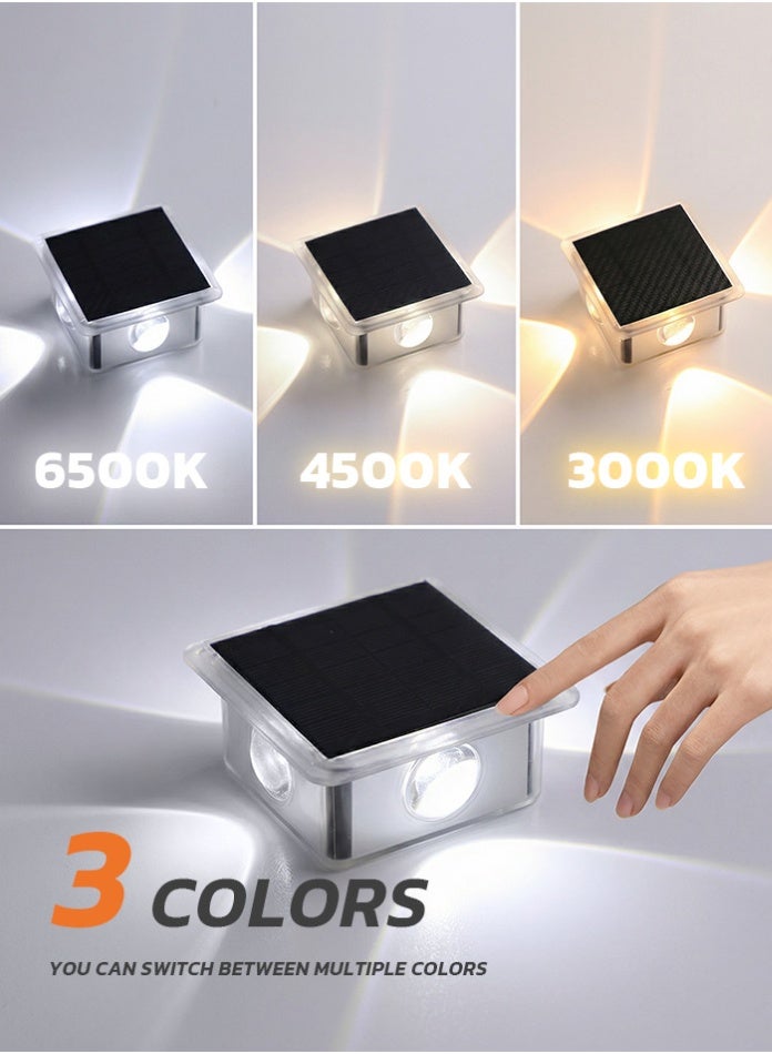 مودي إضاءة جدارية بالطاقة الشمسية ليد LED بتصميم X فخم - كشافات سور خارجية مقاومة للحرارة IP65 - 3 ألوان إضاءة (أبيض/دافئ/طبيعي) للفلل والحدائق - Image 5