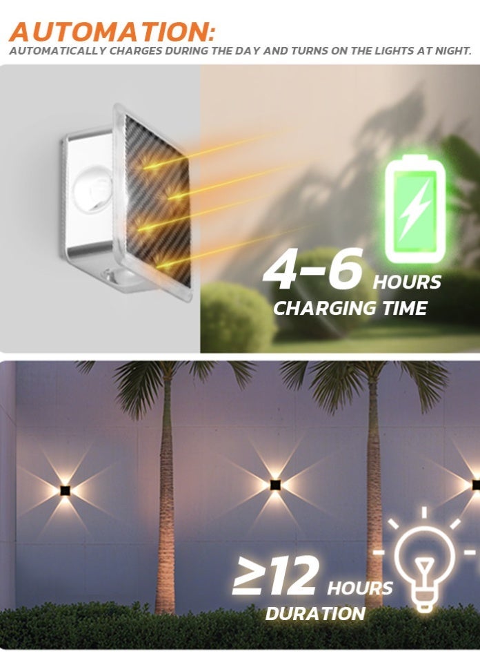 مودي إضاءة جدارية بالطاقة الشمسية ليد LED بتصميم X فخم - كشافات سور خارجية مقاومة للحرارة IP65 - 3 ألوان إضاءة (أبيض/دافئ/طبيعي) للفلل والحدائق - Image 3