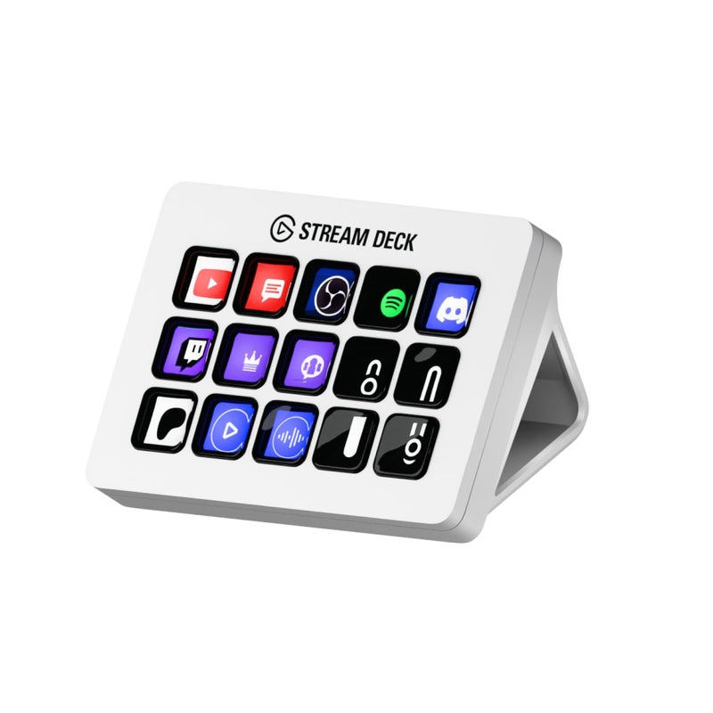 Elgato Stream Deck MK2 White Studio Controller 15 macro keys trigger actions in apps and software like OBS Twitch YouTube and more works with Mac and PC