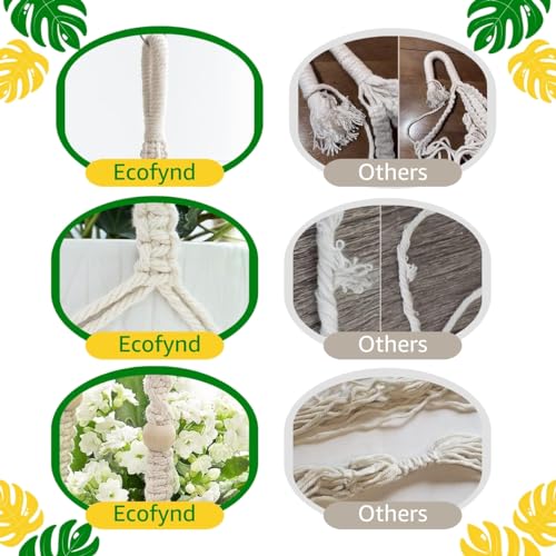 ecofynd 2 Pack Macrame Plant Hanger Indoor Hanging Planter Basket with Wood Beads Decorative Flower Pot Holder for Indoor Outdoor Boho Home Decor 35 Inch, Ivory (POTS NOT Included) - Image 5