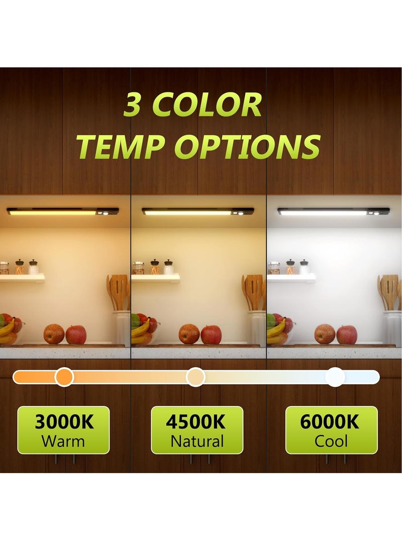 LAIAOCISI Wireless Magnetic LED Under Cabinet Lights with Digital Display,52 LED Rechargeable Motion Sensor Light Indoor,3 Color Temperatures, Magnetic Dimmable Closet Lights, Under Counter Light for Kitchen, Closet, Stairs(2 Pack) - Image 3