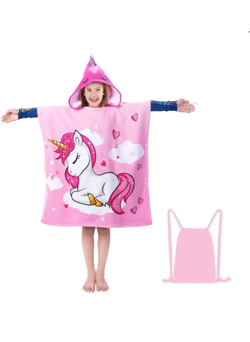 Cutie Cute Kids Hooded Beach Bath Towel Poncho for Age 4-10 Years - Swim Pool Coverup Poncho Cape Multi-use for Bath/Shower/Pool/Swim  - Image 1
