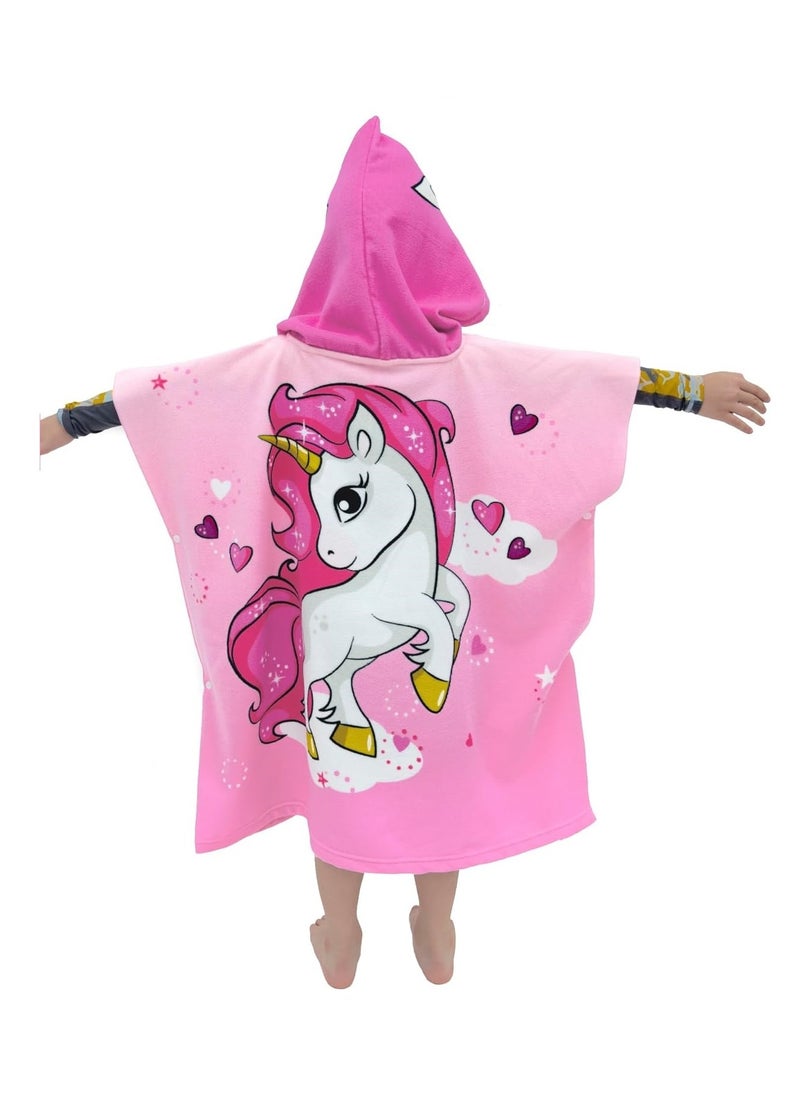 Cutie Cute Kids Hooded Beach Bath Towel Poncho for Age 4-10 Years - Swim Pool Coverup Poncho Cape Multi-use for Bath/Shower/Pool/Swim  - Image 2